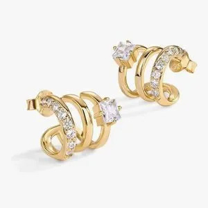 New?14k Gold Plated Elegant Gold Spiral Earrings